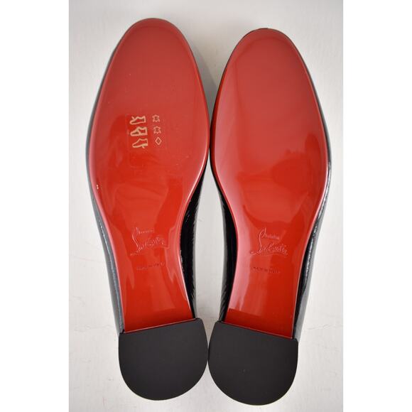 Christian Louboutin Sweetie Jane Flat Black Patent Leather Ballet Ballerina 38 - Picture 14 of 14